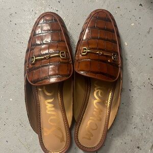 Sam Edelman Brown Croc-Embossed Loafers